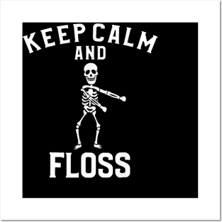 Keep Calm Floss Dancing Skeleton Halloween Posters and Art